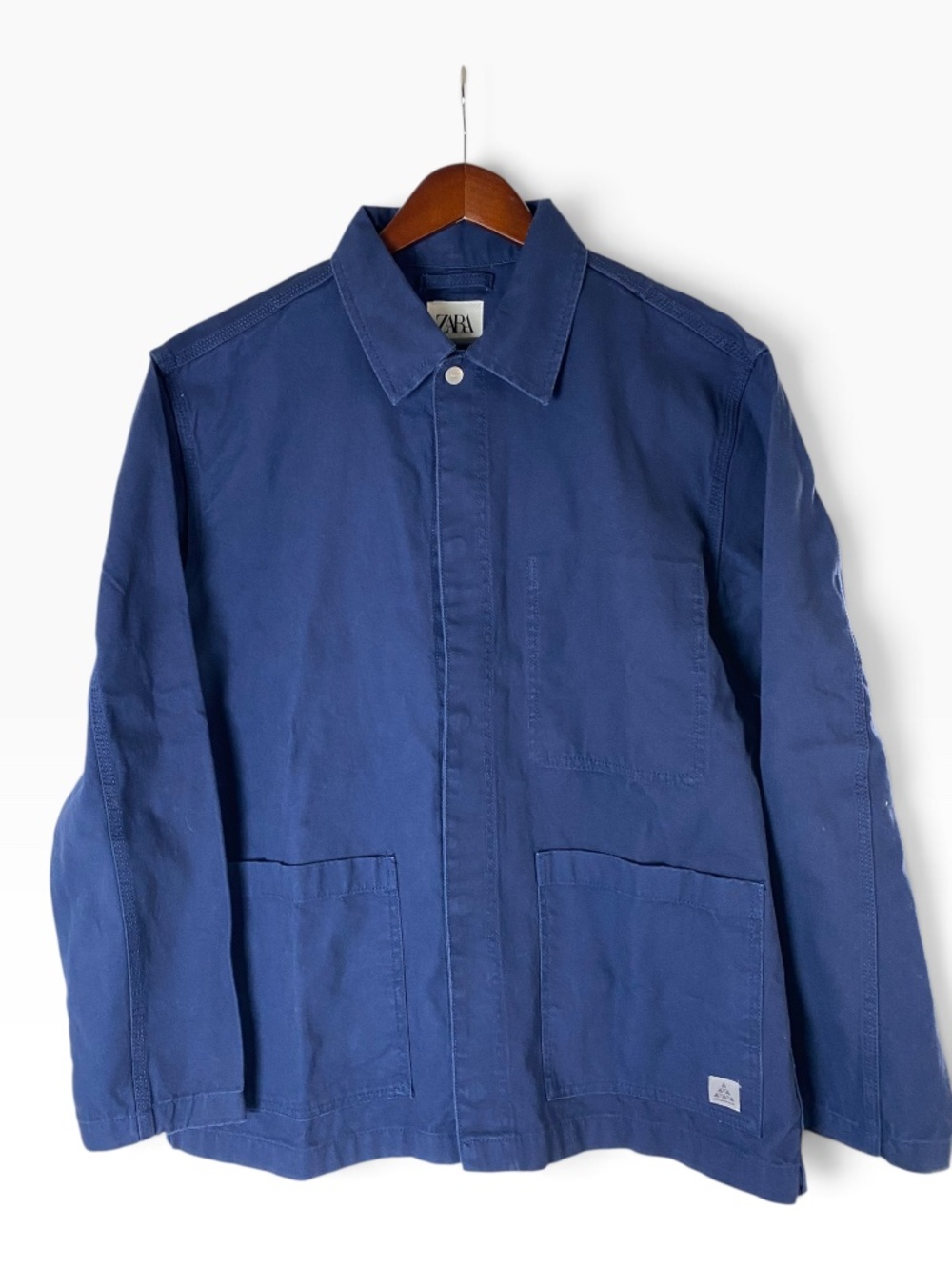 Zara Men’s Utility Chore Jacket Size Large Navy Paint Splatter Workwear